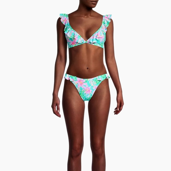 Lilly Pulitzer Light Blue Pink Mitra Bikini Bottom NWOT Size 0 - Picture 2 of 14